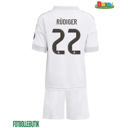 Real Madrid Antonio Rudiger #22 Hemmaställ Barn 2025-26 Kortärmad (+ Korta byxor)